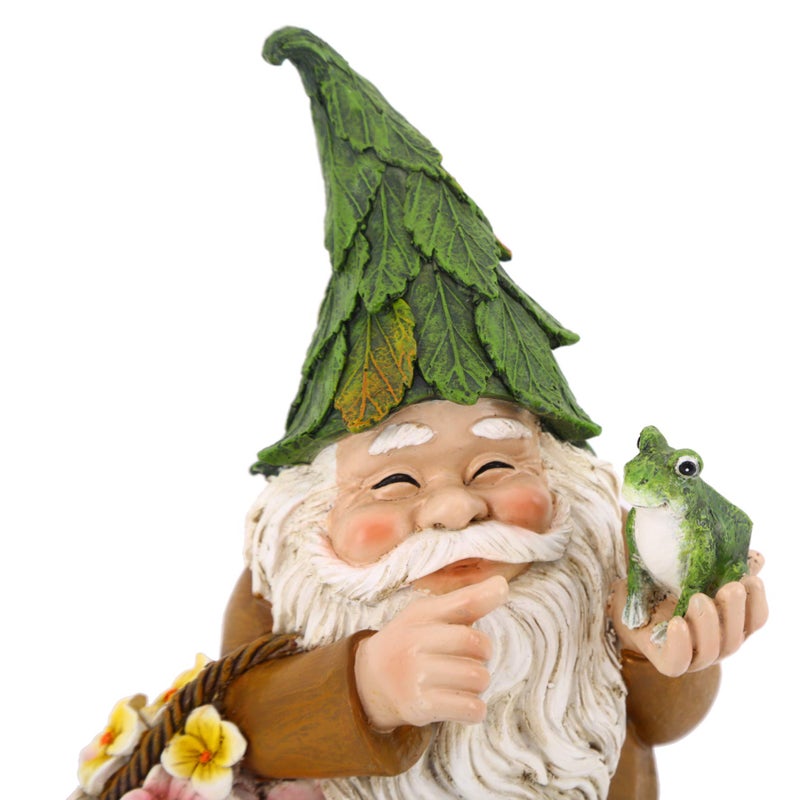 DUSVALLY Garden Gnome Statue Statuary Garden Sculptures Yard DÃ©cor,Statue with Flower Basket and Frog - Image 4